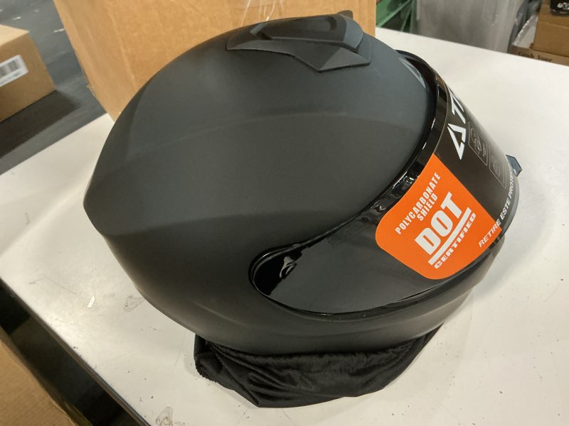 Condition photo showing Good Condition for triangle motorcycle helmets full face motorcycle helmet for men & women with tinted and clear visor meet dot approved large matte black