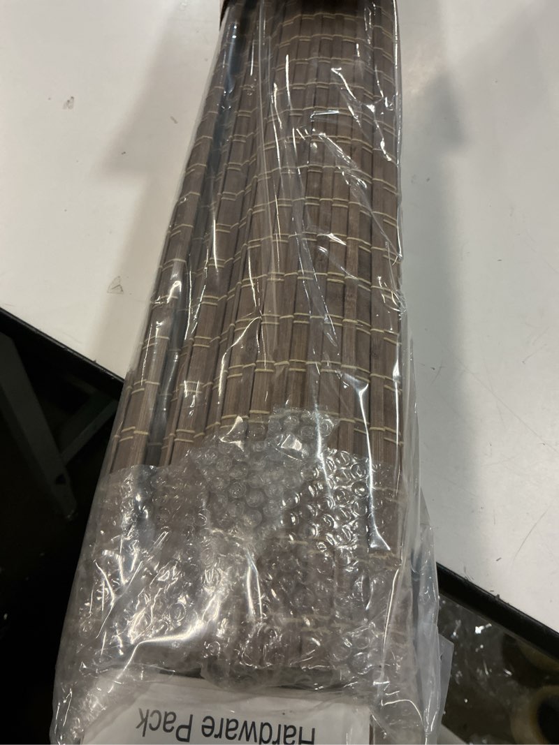 Condition photo showing Good Condition for lazblinds cordless bamboo roman shades, privacy blinds for interior windows, room darkening roll up bamboo blinds for home & patio, 31.5" w x 64" h, bdp-driftwood privacy - driftwood 31.5" w x 64" h
