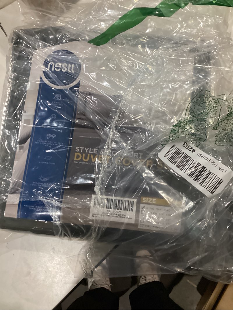 Condition photo showing As Is for Nestl Dark Grey Duvet Cover King Size - Soft Double Brushed King Duvet Cover Set, 3 Piece, with Button Closure, 1 Duvet Cover 104x90 inches and 2 Pillow Shams 09 - Dark Grey King (104" x 90") - Button Closure
