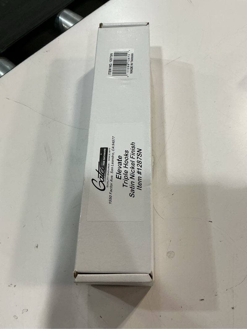 Condition photo showing New/Like New for gatco 1287sn elevate 3 hook triple robe hook, wall mounted hook for bathroom towels & robes, 11 inch w, satin nickel