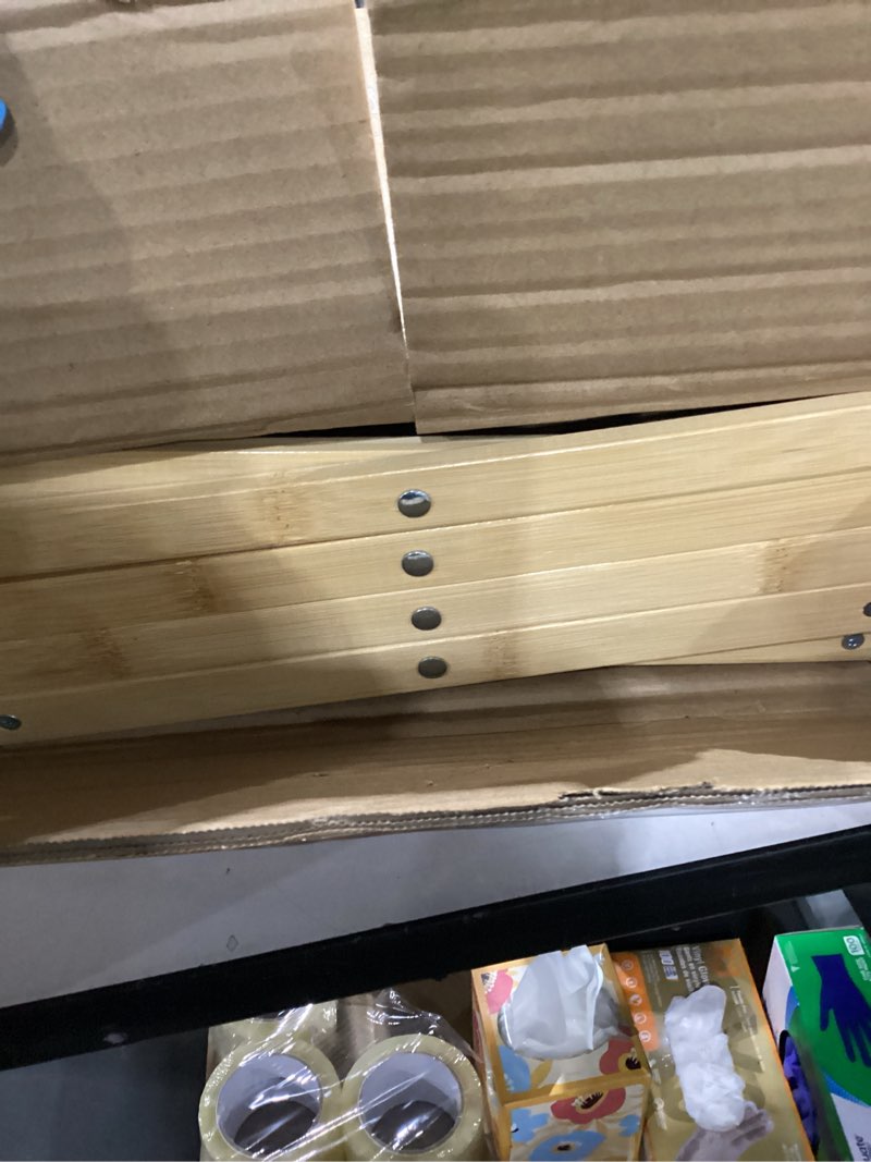 Condition photo showing Good Condition for Jessie Bamboo Shoe Rack,Free Standing Shoe Rack for Closet,Portable Folding Shoe Storage Rack, Space Saving,Shoe Shelf for Bedroom Entryway Hallway Closet Living Room (Primary-5 Tier)