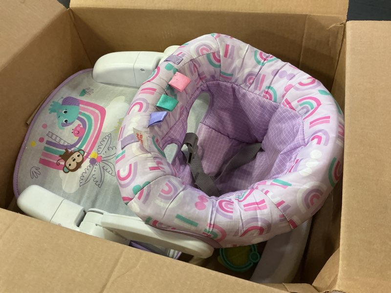 Condition photo showing As Is for bright starts learn-to-sit 2-position baby floor seat with toys, unisex, 4-12 months, purple paradise