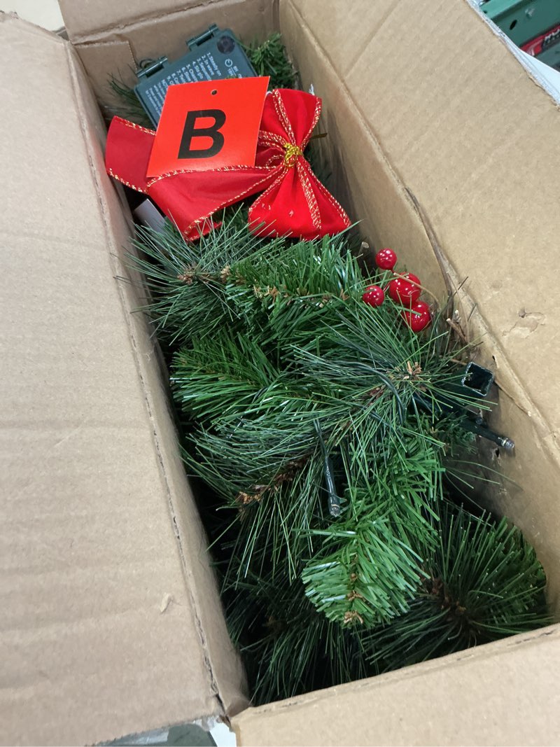 Condition photo showing Good Condition for Brightown 24 Inch Pre-Lit Christmas Wreaths for Front Door, IP44 Battery Operated 50 LED Christmas Wreath, Decor with Pinecones Pine Needles Branches Red Berry Mini Bow for Front Door Wall Window Green?red Bow 24inch