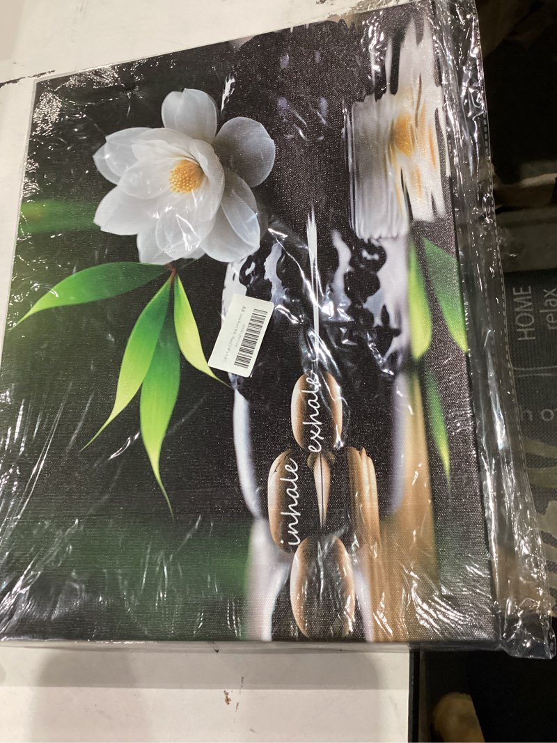 Condition photo showing As Is for Lotus Flower Wall Art Inspirational Canvas Prints Inhale Exhale Yoga Quotes Poster Positive Relax Prints Pictures for Zen Office Wall Decor Framed Artwork Ready to Hang (12.00" x 16.00") 12"L x 16"W mindset lotus 05