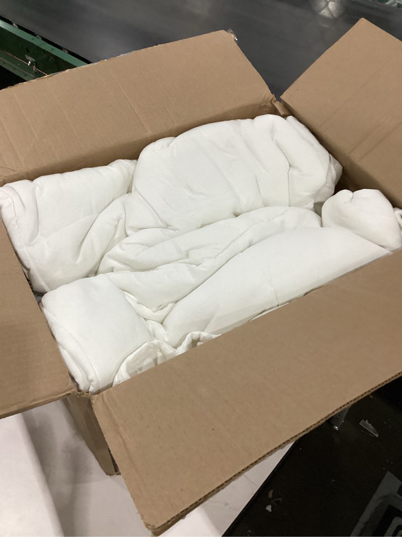 Condition photo showing As Is for Lightweight Down Alternative Comforter King Size, Breathable Duvet Insert with Ultra-Soft 100% Cotton Cover, Cooling Comforter for Warm/Hot Sleeper (106x90, White) King White/Lightweight