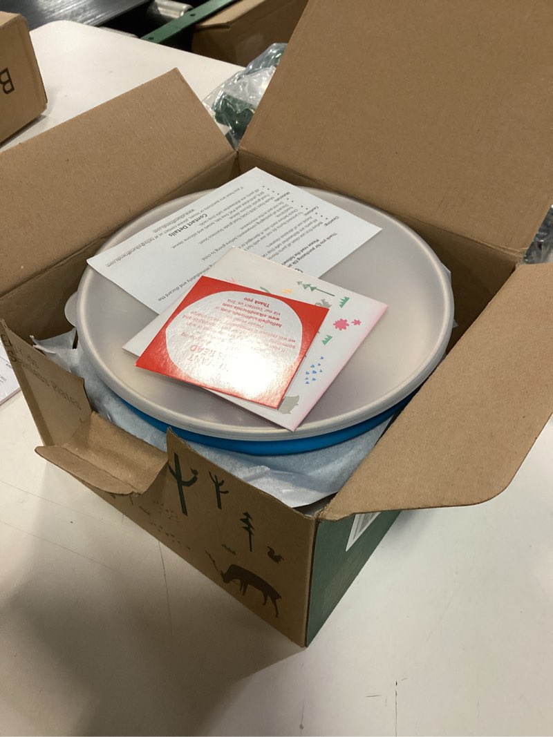 Condition photo showing New/Like New for Elk and Friends Stainless Steel Divided Plates with Silicone Sleeve for Babies & Toddlers | Lids Included | Stay Put Suction | Dinner & Snack Plates | 4 Pack Green/Orange/Blue/Yellow Suction Sleeve