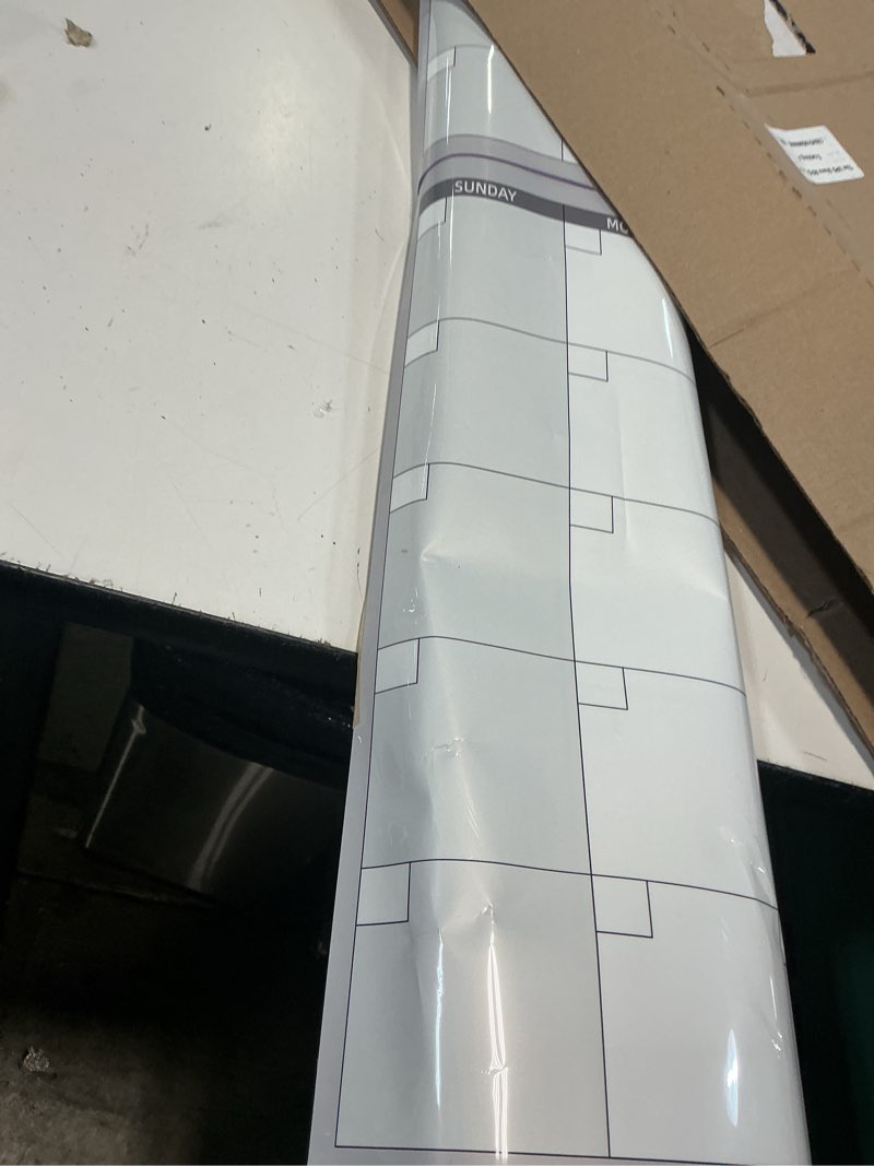 Condition photo showing As Is for large dry erase wall calendar - 36" x 52" undated 4-month calendar for home, office, school - reusable jumbo laminated task organizer grey 36"x52"