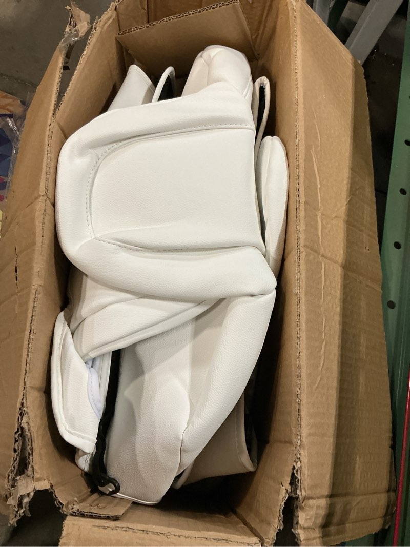 Condition photo showing As Is for AOMSAZTO Car Seat Cover Fit for Tesla Model Y 2020 2024 - Half Surrounded Customized White Seat Covers(White with Stripe) Model Y Semi-Wrap(2020-2024) White with Stripe (Semi-Wrap Style)