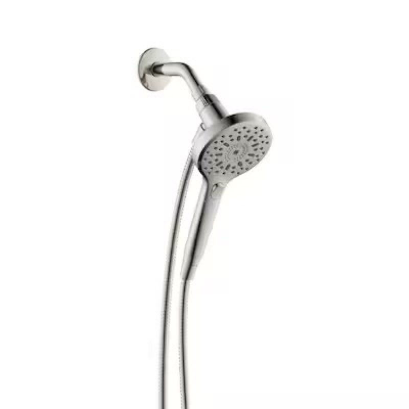 allen + roth loxley 3 -spray brushed nickel 4.7-in round handheld shower head 1.75 gpm