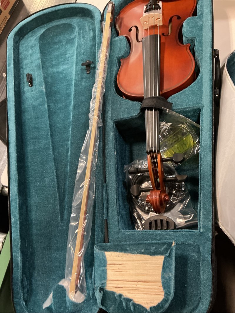 Condition photo showing Good Condition for Premium Solid Wood Violin kit 4/4 Full Size with 3D Touch Fingerboard for Beginners Kids Students,Fiddle with Rosewood Fittings, Hard Case, Bow, Extra Strings 