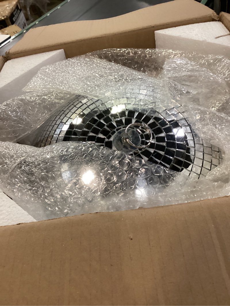 Condition photo showing Good Condition for 16 inch disco ball decor mirror ball hanging for party decration dj club stage bar wedding, silver