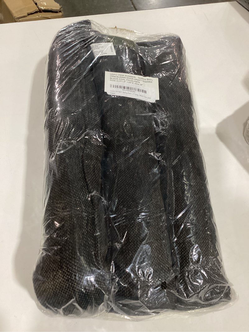 Condition photo showing Good Condition for home district sliding door draft stopper - glass door draft blocker, patio under door draft stopper, door air blocker draft dodger approx. 71\" long - black faux linen