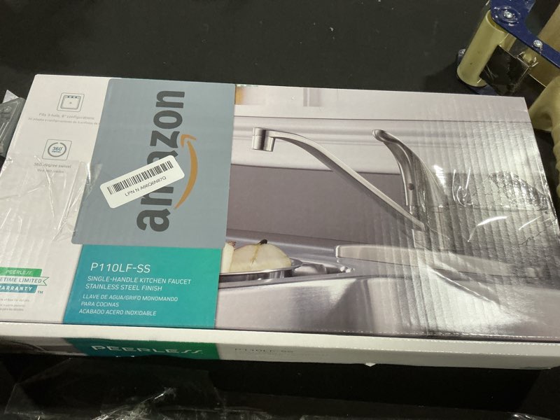 Condition photo showing As Is for Peerless Single-Handle Kitchen Sink Faucet, Stainless P110LF-SS