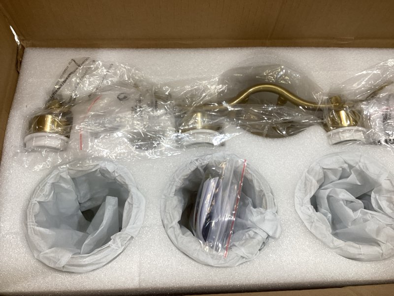 Condition photo showing Good Condition for modern crystal bathroom vanity light, 4-lights bathroom light fixtures, brass gold vanity lighting fixtures over mirror, brushed wall sconce light for bedroom, kitchen, living room, gallery, e26 base brass 4-lights