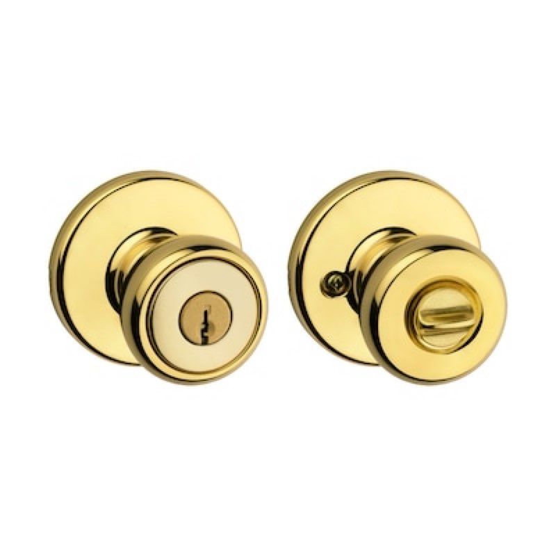 kwikset tylo polished brass exterior keyed entry door knob