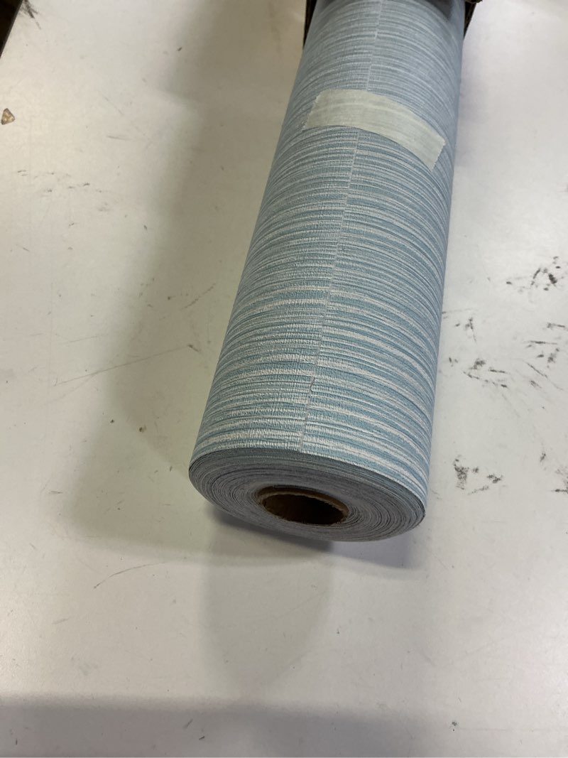 Condition photo showing Good Condition for Haimin Grasscloth Wallpaper Textured 24in X 393in Fabric Contact Paper Light Blue Wall Paper Textured Linen Peel and Stick Self-Adhesive Thick Vinyl Embossed Film Wallpaper