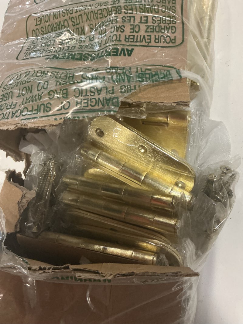 Condition photo showing Good Condition for door hinges satin brass - 24 pack gold door hinges 3.5 inch rounded interior door hinge with 5/8" radius - 3 1/2 inches flat iron brass hinges for residential standard doors 24 pack satin brass