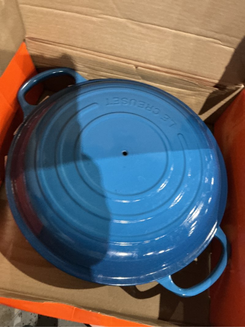 Condition photo showing Good Condition for le creuset enameled cast iron signature braiser, 3.5 qt., marseille marseille 3.5 qt