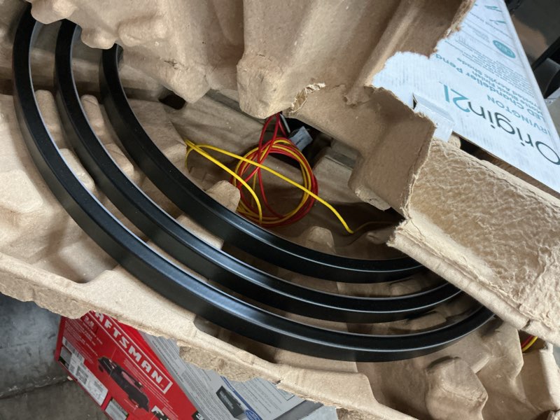 Condition photo showing As Is for origin 21 irvington black modern/contemporary linear led medium (10-22-in) pendant light