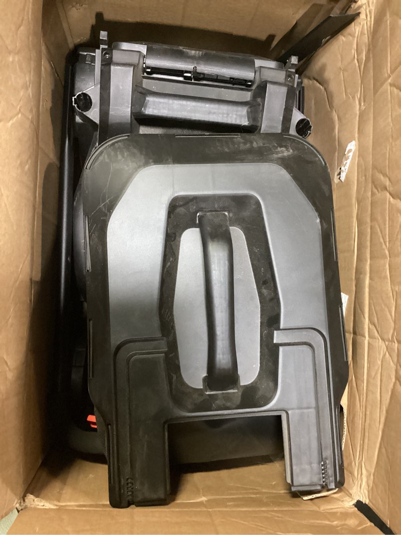 Condition photo showing As Is for litheli 14 inch cordless lawn mower, brushless battery powered push mower with 5.0ah battery, 5-position height, 8-gallon bag, lightweight grass cutter for small to mid-sized yards gray