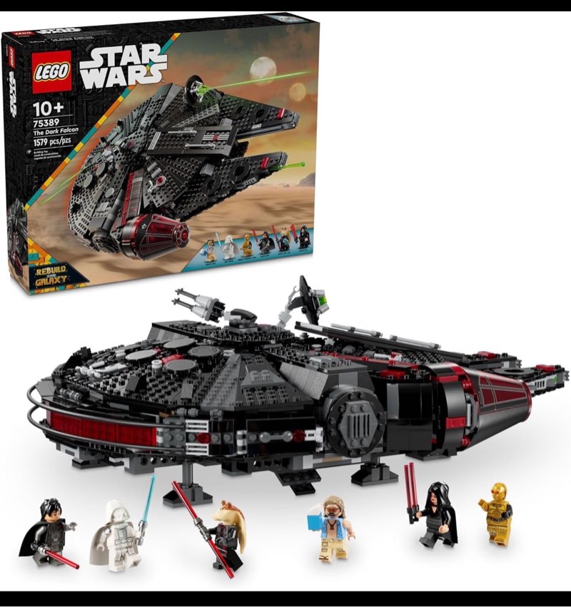LEGO Star Wars The Dark Falcon Buildable Starship, Star Wars Toy Vehicle Set for Boys and Girls, Collectible Millenium Falcon Toy with 6 Star Wars Minifigures, Birthday Gift for Kids or Any Fan, 75389