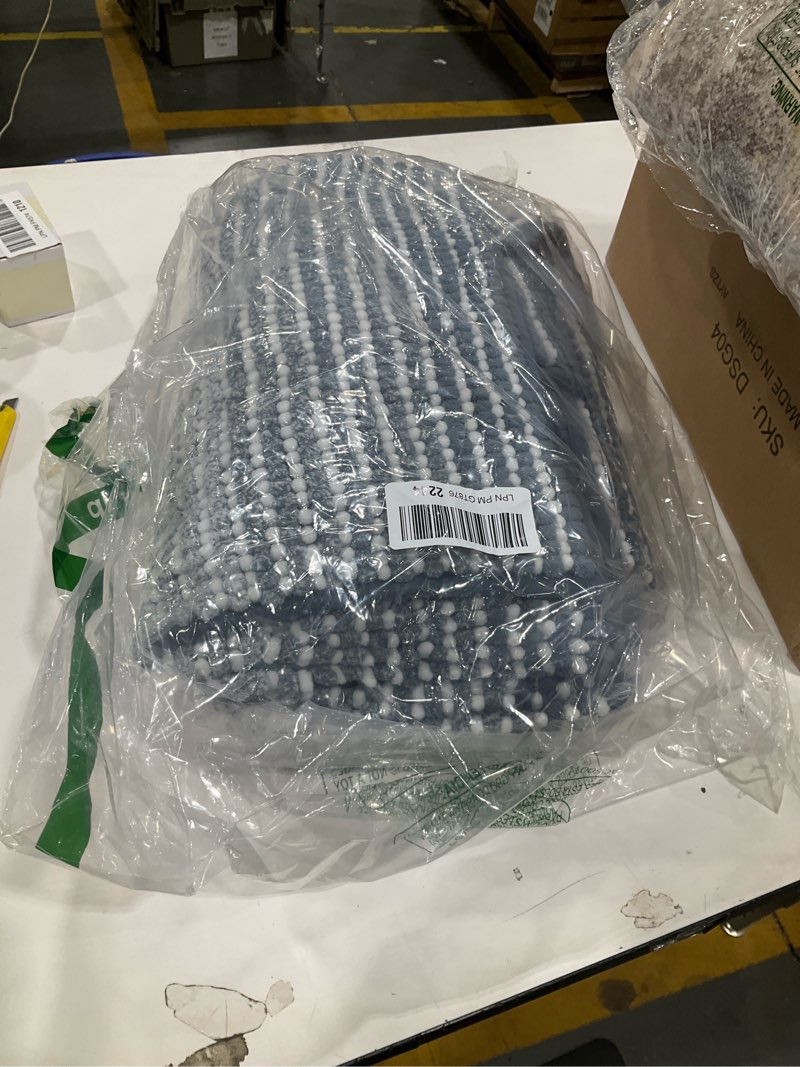Condition photo showing New/Like New for bsicpro bathroom rugs and mats sets, 2 piece thick absorbent chenille bath mat rug set non slip, soft shaggy bath room floor mats for bathroom, machine washable (fog blue, 20" x 47" plus 20" x 32") 20" x 47" plus 20" x 32" fog blue
