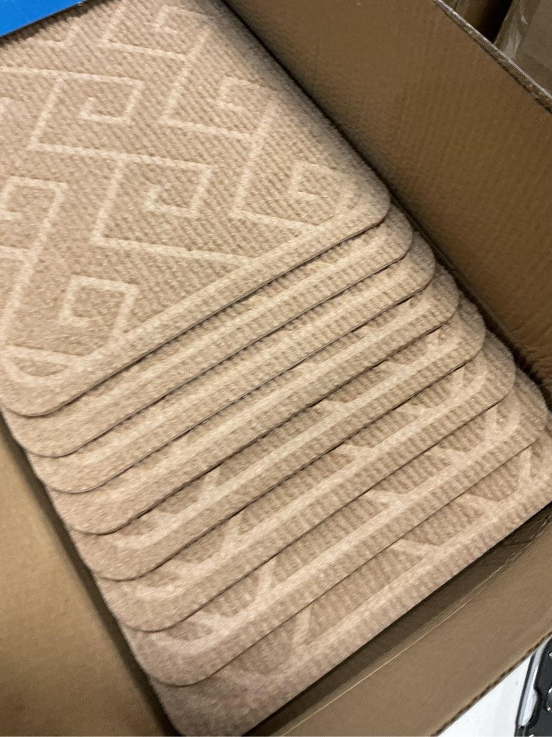 Condition photo showing Good Condition for stair treads for wooden steps indoor, 15 pack 8" x 30" non slip carpet stair treads with reusable adhesive for kids elders and dogs, surface polyester tpr backing stair rugs 8" x 30" beige-n 15