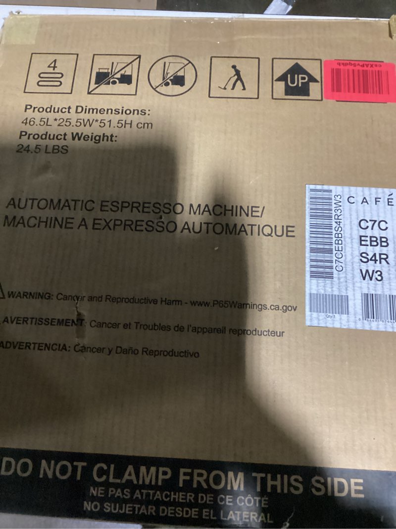 Condition photo showing As Is for cafe affetto automatic espresso machine & milk frother with built in & adjustable espresso bean grinder, one-touch brew in 90 seconds, wifi & smart connected, removable 1.2l water tank, matte white matte white automatic espresso + frother