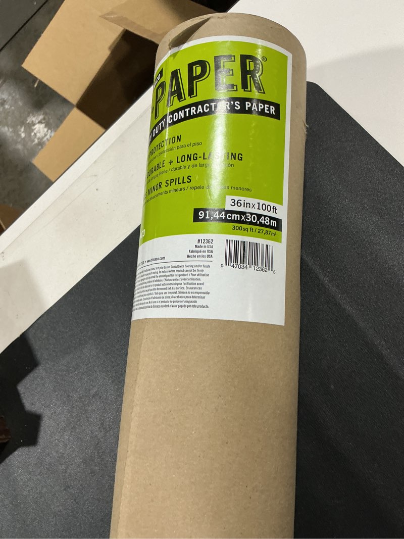 Condition photo showing Good Condition for Large Brown Kraft Paper Roll - 36" x 1200" (100 ft) - Made in USA - Ideal for Gift Wrapping, Packing, Moving, Postal, Shipping, Parcel, Wall Art, Crafts, Bulletin Boards, Floor Cover or Table Runner 36" x 100' Brown