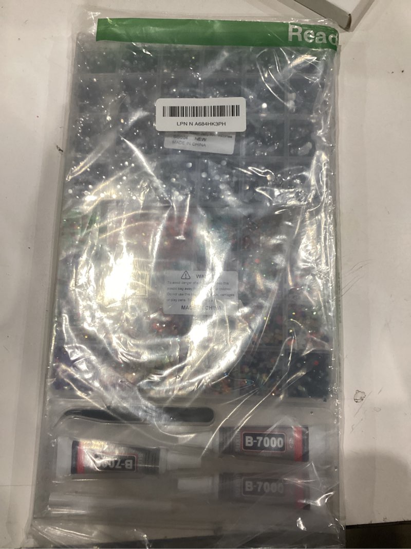 Condition photo showing Good Condition for 2 Boxes Rhinestones for Bedazzling Kits, Multicolor 3mm & Silver Clear 2/3/4/5/6mm Resin Flatback Gems for Diamond Art, Bedazzler Kit with 3Pcs 10ml B7000 Jewelry Glue for DIY Crafting Crafts Decor