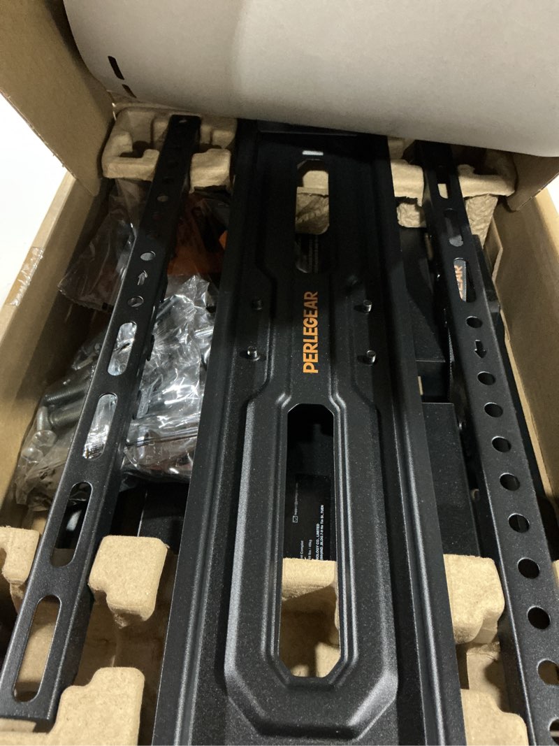 Condition photo showing Good Condition for perlegear full motion tv wall mount for 26-74 inch tvs, height adjustable tv mount, pre-assembled wall mount tv bracket with tool-free tilt, swivel, fits 16” studs, 99 lbs, max vesa 400x400mm, pgmf21 26-74 inch full motion tv wall mount