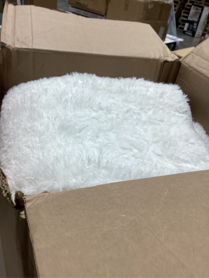 Condition photo showing Good Condition for ophanie 5x8 white rugs for living room, fluffy fuzzy plush soft carpets, shaggy area rugs for bedroom, carpet for dorm nursery home decor aesthetic 4- white rectangular 5' x 8' (rectangular)