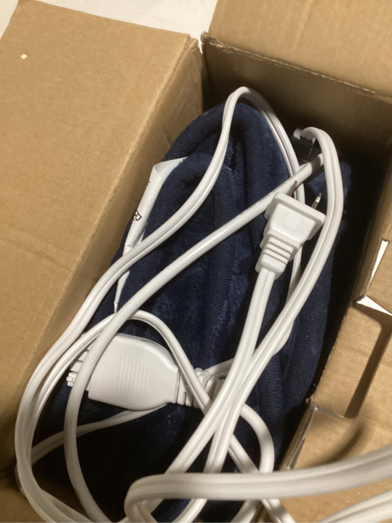 Condition photo showing As Is for Ruqiji 17''x33'' Weighted Heating Pad, 5.2lbs with 12 Temperature Settings& Countdown Display, Pain Relief for Back/Neck/Shoulders/Abdomen/Legs, Birthday Gifts for Mom Dad Women Men (Navy Blue) 02 Weighted Navy Blue