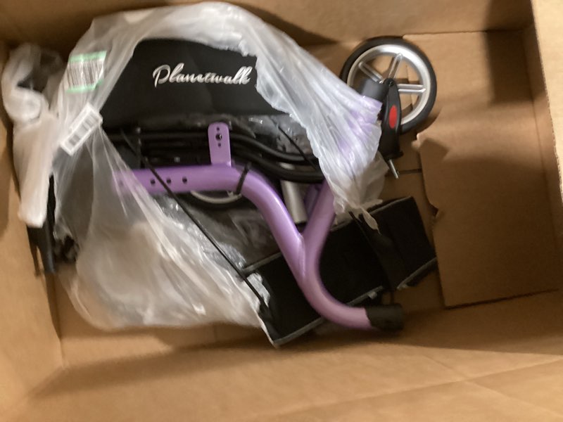 Condition photo showing Good Condition for Planetwalk Premium 3 Wheel Rollator Walker for Seniors - Ultra Lightweight Foldable Walker for Elderly, Aluminum Three Wheel Mobility Aid, Brilliant Purple