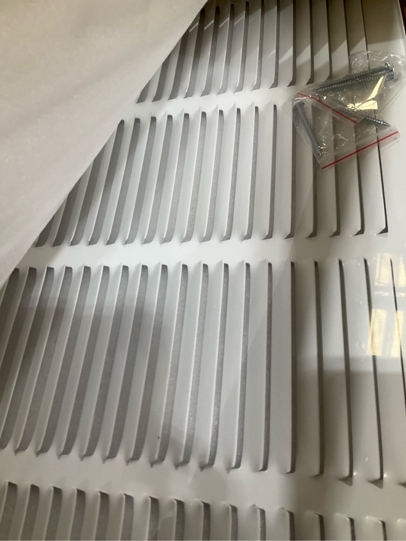 Condition photo showing Good Condition for ez-flo 10 x 6 inch (duct opening) air vent cover for wall or ceiling, three-way ventilation register, solid steel hvac register cover, white, 61614 10 in. x 6 in. white