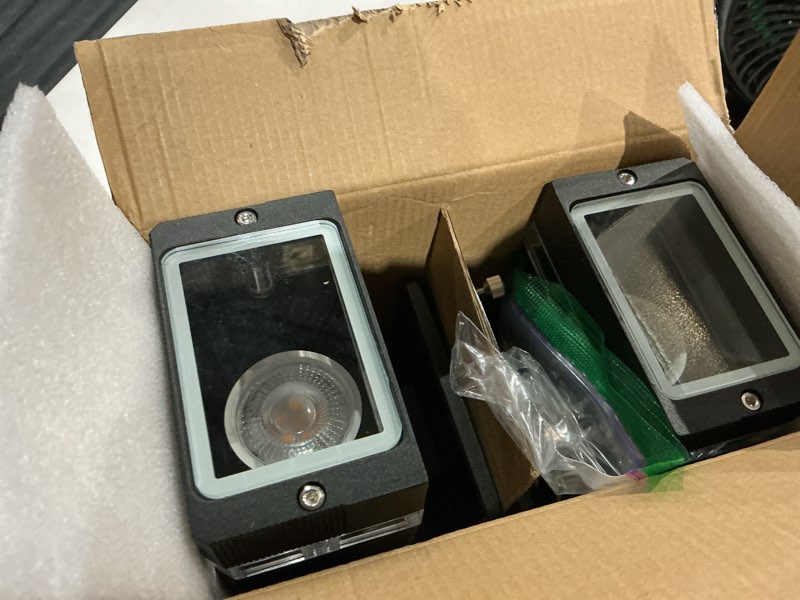 Condition photo showing Good Condition for lmp 2 pack led square up and down lights outdoor wall light?body in aluminum waterproof outdoor wall lamps?3000k 5w with certificate etl 1 layer 2 black 3000k warm light
