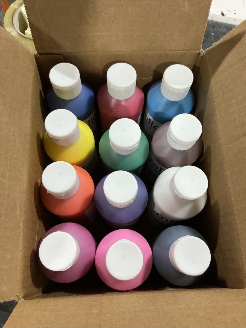 Condition photo showing Good Condition for milo washable paint | 12 colors 8 oz bottles | made in the usa | safe and non-toxic tempera paint for arts & crafts, poster, window, classroom, school primary tempera 12 x 8 oz bottles