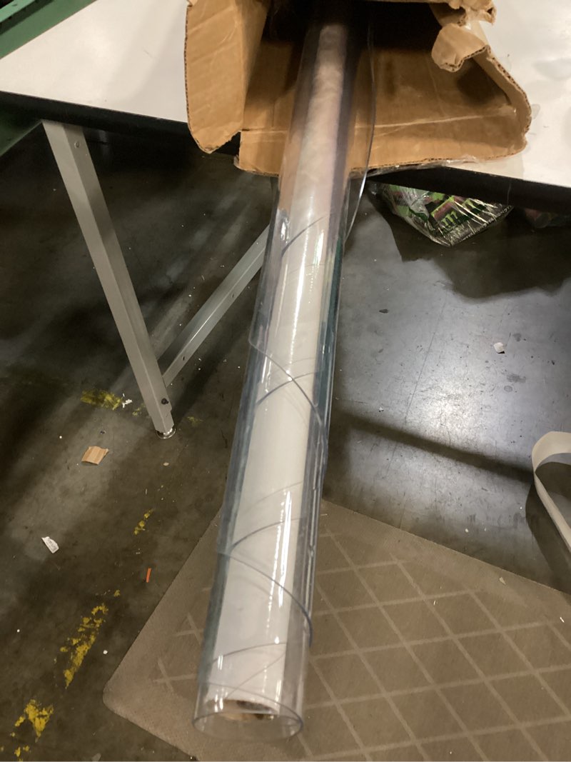 Condition photo showing Good Condition for OstepDecor Round Clear Table Protector 58 Inch Thick Clear Table Cover Protector Round, Plastic Waterproof PVC Tablecloth, Vinyl Circle Table Top Protector for Dining Room, Coffee Tabletop 58" (Round) Round Clear