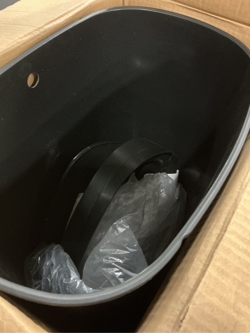 Condition photo showing Good Condition for bestoffice black plastic touch free high-capacity garbage can with lid, 49l/13g, rectangular, quiet close, kitchen, bedroom, bathroom, office