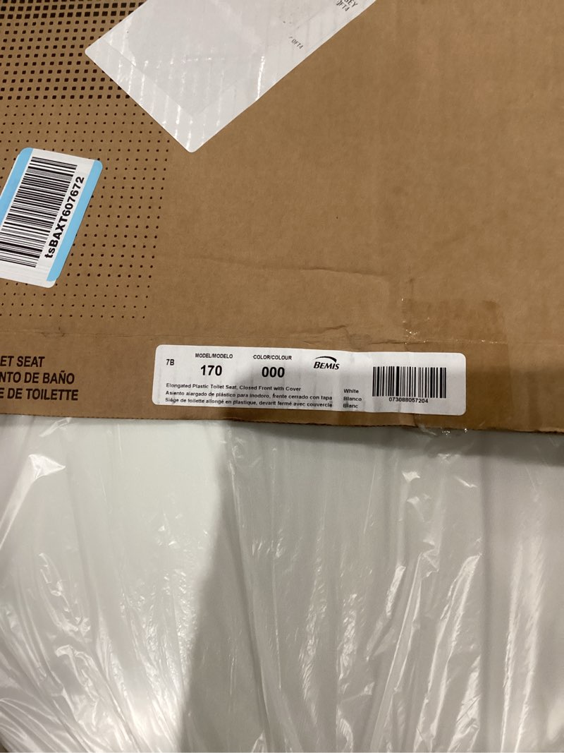 Condition photo showing As Is for BEMIS 170 000 Toilet Seat, ELONGATED, Plastic, White