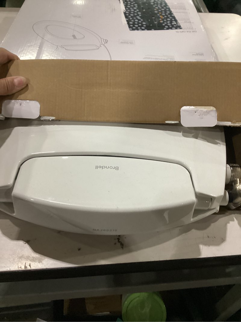 Condition photo showing As Is for brondell bidet toilet seat non-electric swash seat, fits round toilets, white – dual nozzle system, ambient water temperature – bidet with easy installation s101 round