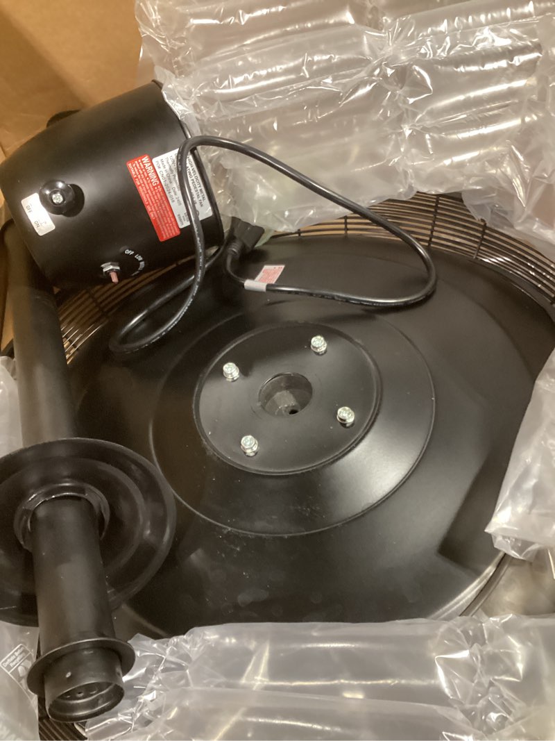 Condition photo showing New/Like New for tornado 20” oscillating pedestal fan – 5000 cfm, stand fan, 3-speed, 1/6 hp, 6.6 ft, industrial & commercial use, ul listed black 20 inch indoor