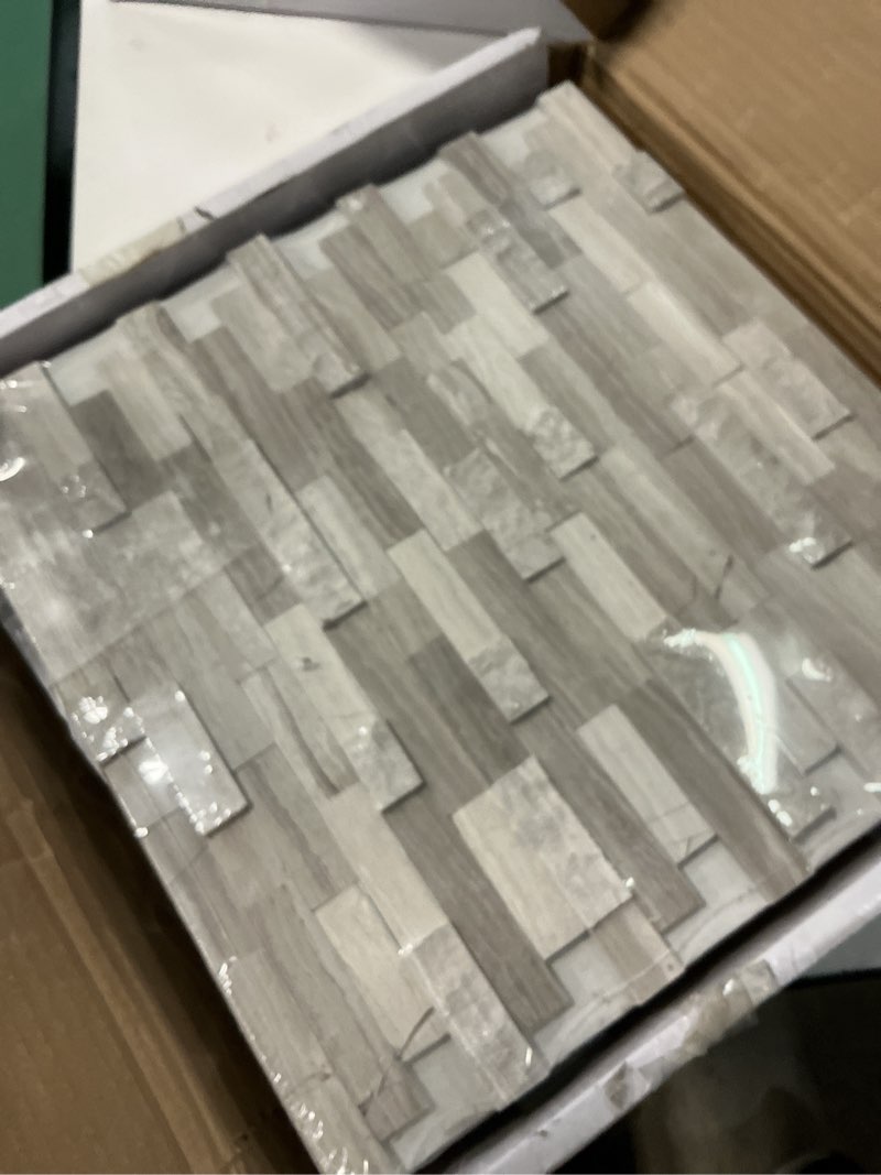 Condition photo showing New/Like New for sunwings 5-sheet peel and stick mosaic natural 3d stone self adhesive marble tiles, 11.5" x 10.7" stick on backsplash for kitchen bathroom fireplace vanity, mixed tan mixed tan 11.54*10.75*0.31inch(5 sheets)