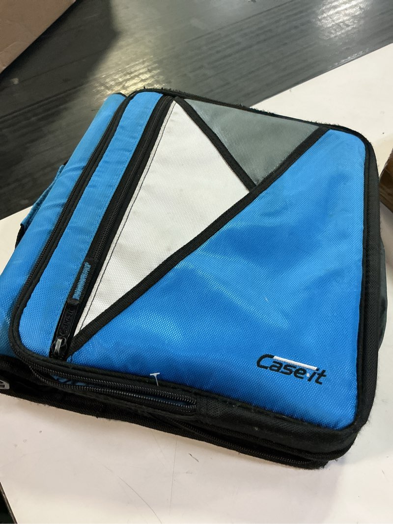 Condition photo showing As Is for case-it universal zipper binder | 2-inch o-rings, 13-inch laptop/tablet padded pocket, 400 sheet capacity, multiple storage pockets & shoulder strap | school & office organizer | lt-007 denim blue denim blue 1 pack