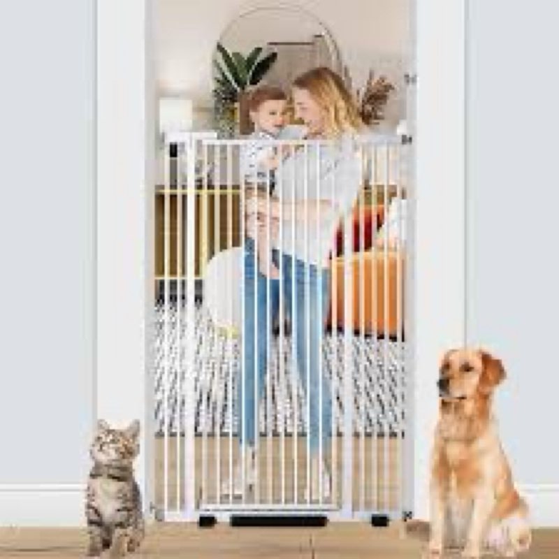 LuxTrsde 55.1" Extra Tall Dog Gate Indoor for Doorways, 30.1-33.8" Wide Cat Pet Gate for Stairs, 1.3