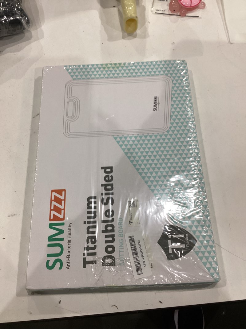 Condition photo showing New/Like New for titanium cutting board for kitchen, cutting board double sided food grade, pure titanium/pp, easy to clean large size 16”×11” silver set of 1 (16" x 11")