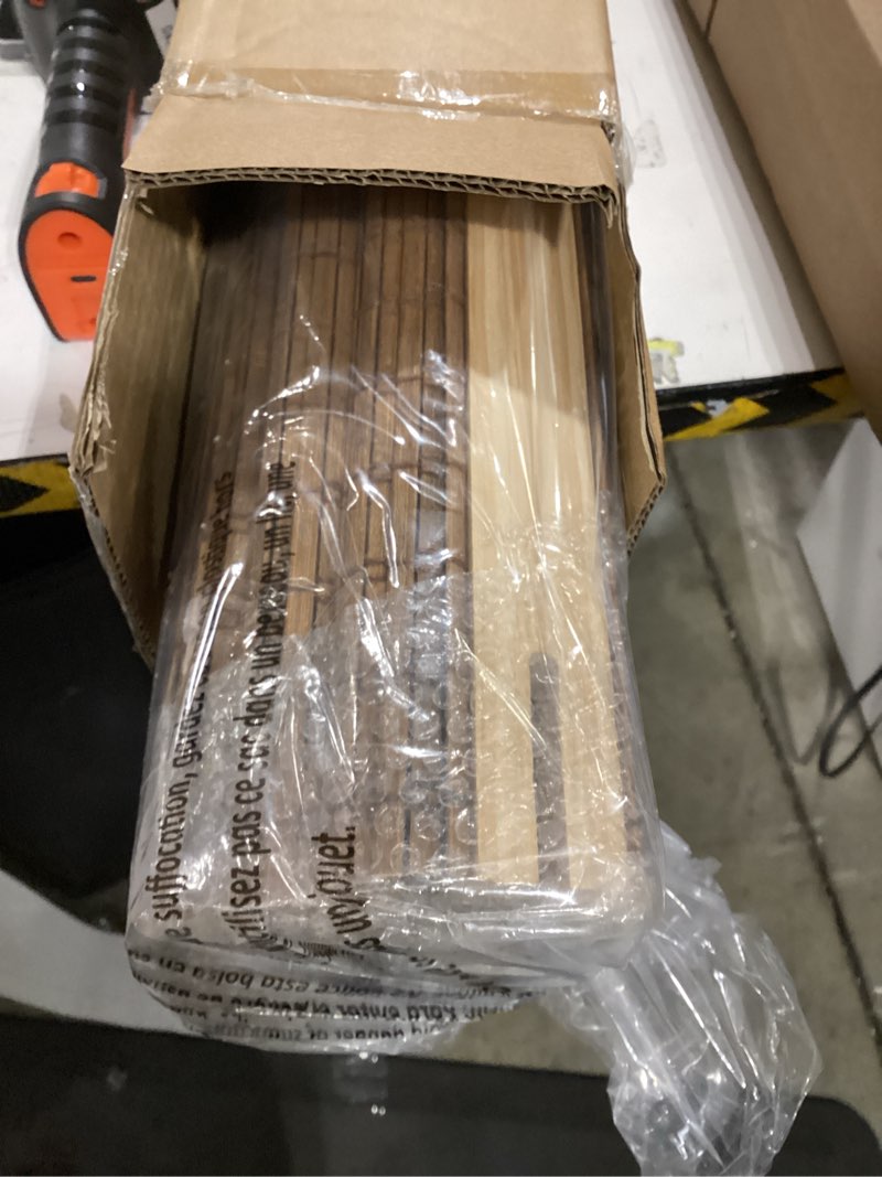 Condition photo showing Good Condition for LazBlinds Cordless Bamboo Roman Shades, Privacy Blinds for Interior Windows, Room Darkening Roll Up Bamboo Blinds for Home & Patio, 30.5" W x 64" H, Highfield Teak Pricacy - Highfield Teak 30 1/2" W x 64" H
