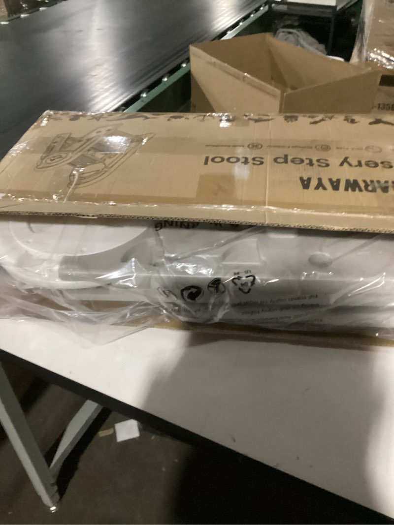 Condition photo showing Good Condition for Foldable Toddler Step Stool for Bathroom Sink, Adjustable Kids 3 or 2 Step Stool for Toddlers Bathroom Toilet Potty, Plastic Baby Girl Child Stepping Stool with Handle Rail for Kitchen Counter White & Grey