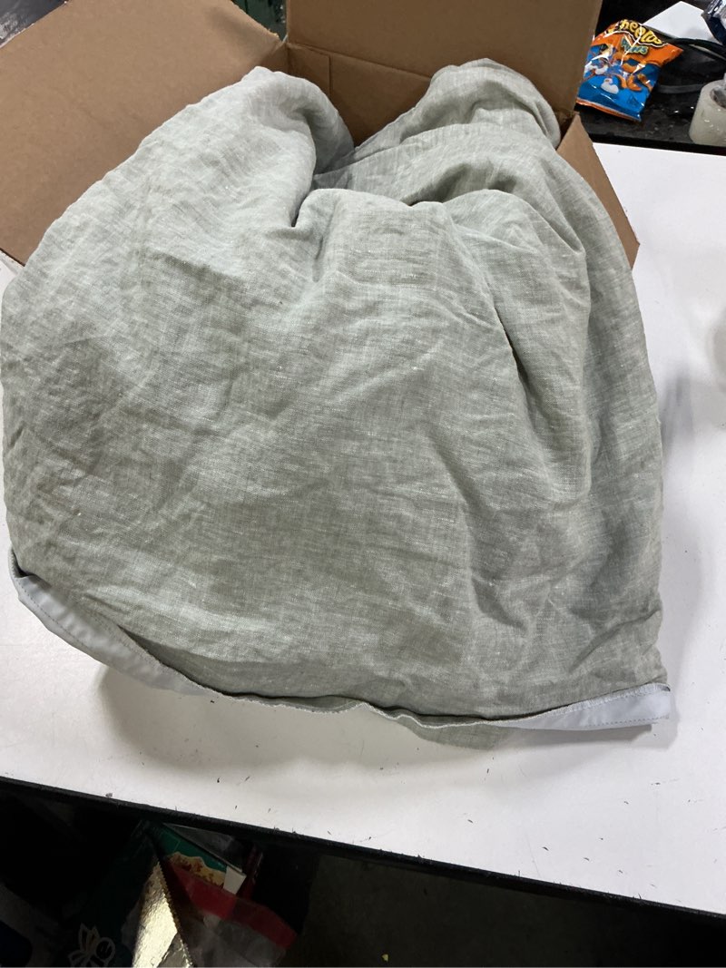 Condition photo showing As Is for european linen true blackout curtain - single panel, 48x84, sage