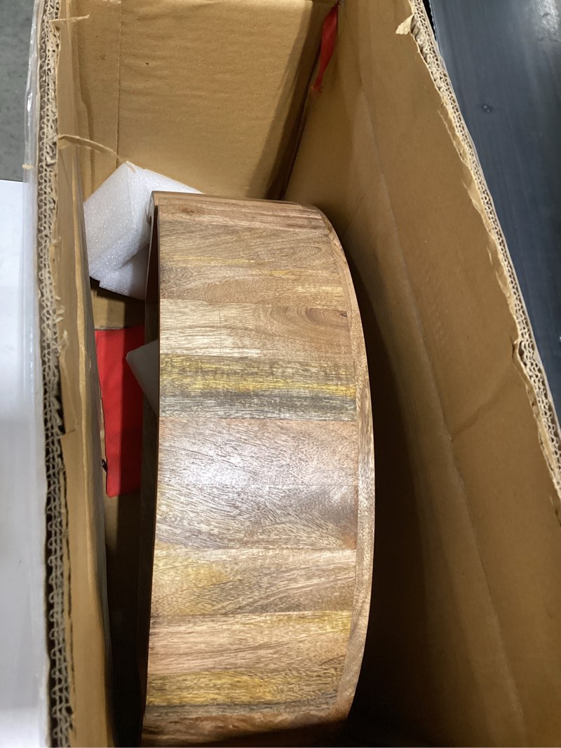 Condition photo showing Good Condition for kate and laurel reid modern wooden floating side table; 20 x 11 x 6; natural brown; contemporary wood floating nightstand with drawer for extra storage and added functionality